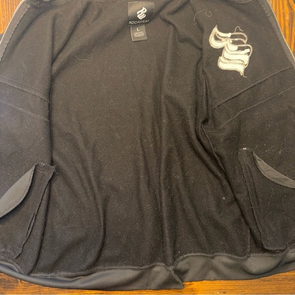 Rocawear Mens Black Track Jacket Camo Logo Full Zip Bomber Streetwear Large - Picture 13 of 13